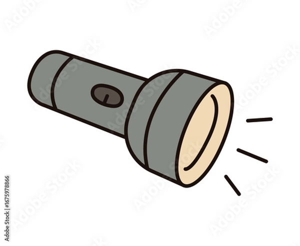Obraz Flashlight isolated on white background. Doodle style