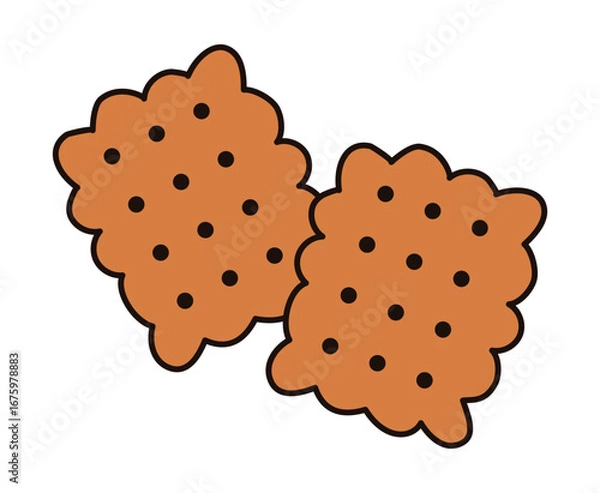 Obraz Cookie isolated on white background. Doodle style