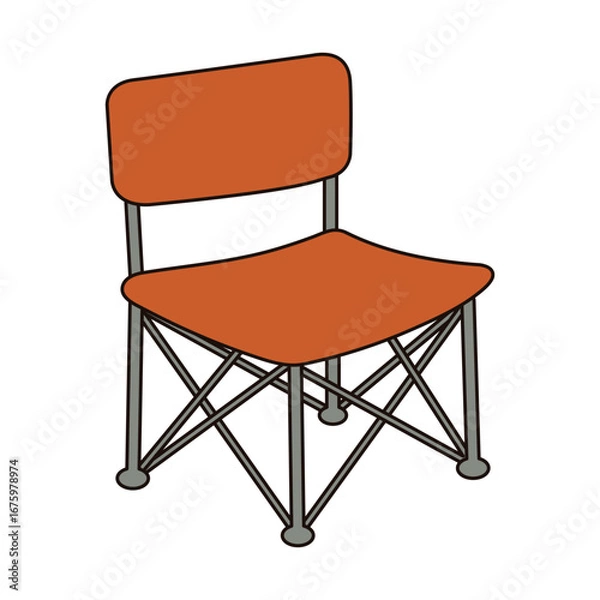 Obraz Camping chair isolated on white background. Doodle style