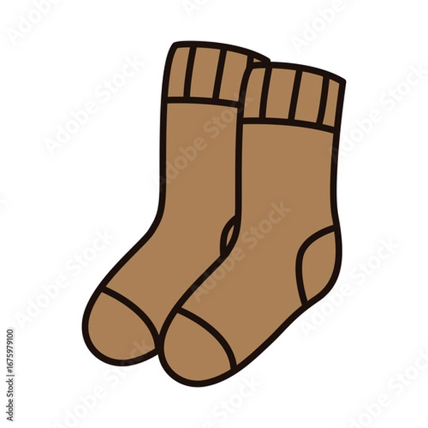 Obraz Wool socks isolated on white background. Doodle style