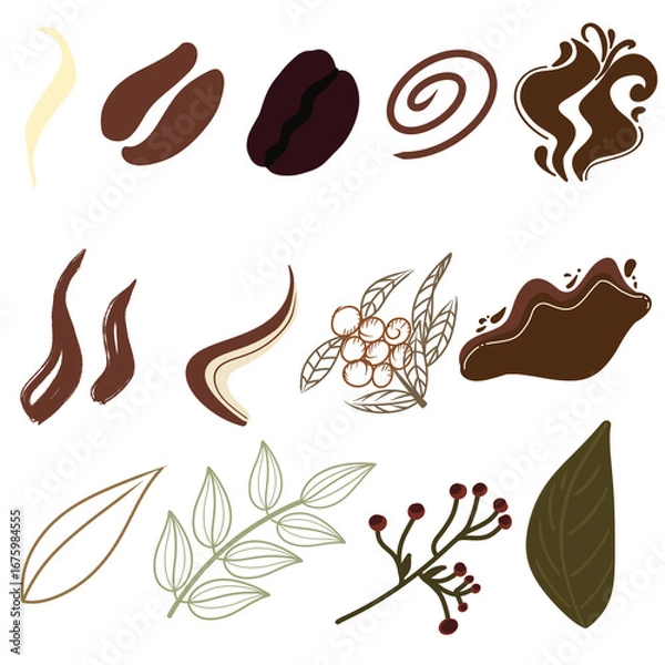 Obraz coffee beans and leaves