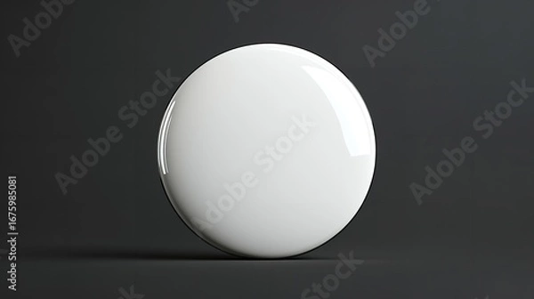 Fototapeta A glossy white sphere casting a soft shadow on a dark gray surface in a minimalist composition