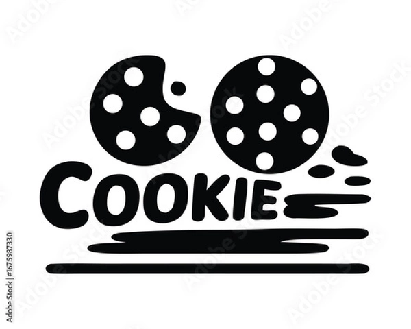 Fototapeta Delicious Cookie Graphic: Black and White Snack Icon
