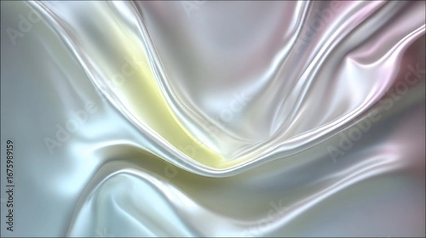 Fototapeta A digitally rendered, elegant depiction of flowing, soft silk fabric, showcasing a spectrum of muted pastel colors, with gentle folds and a luminous sheen.