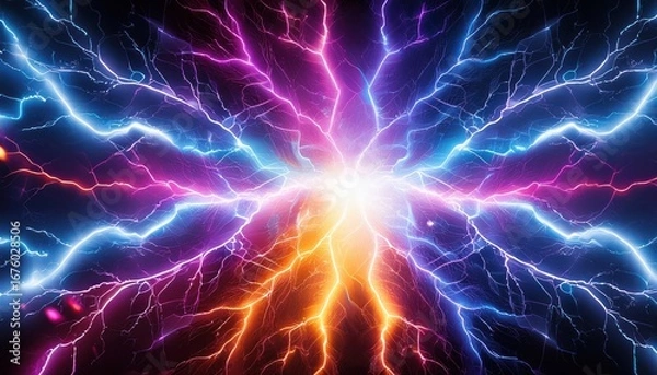 Fototapeta Bright Electric Light with Abstract Storm and Gradient Explosion Effect