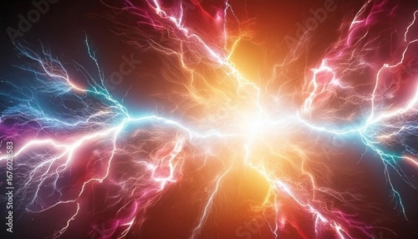 Fototapeta Bright Electric Light with Abstract Storm and Gradient Explosion Effect