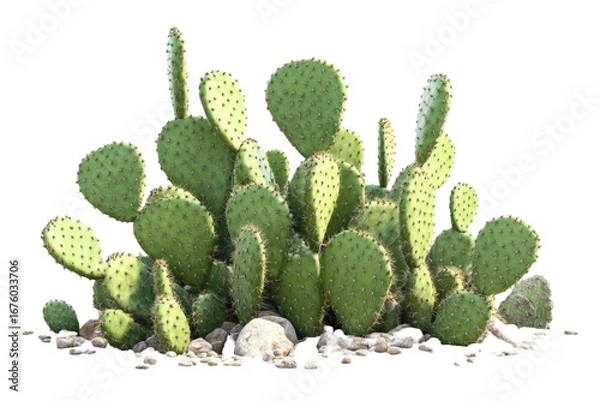 Obraz Prickly pear cactus plant with spines isolated on transparent background