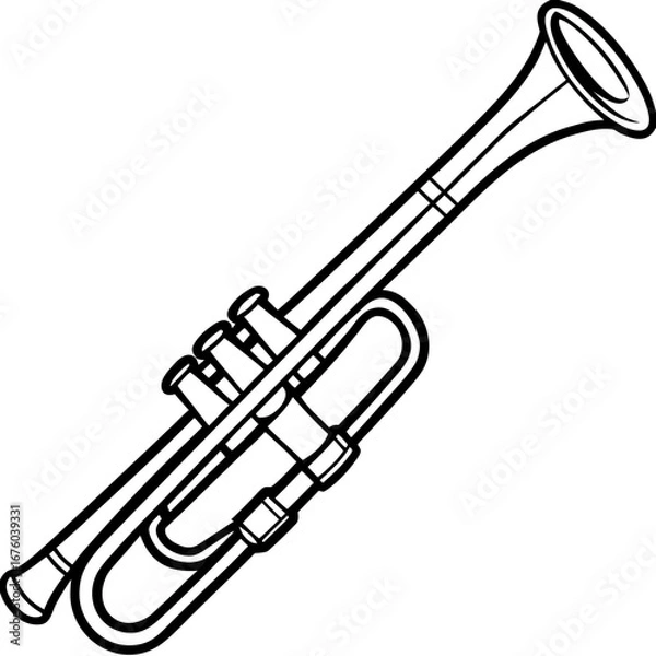 Obraz Trumpet Line Art Vector Illustration