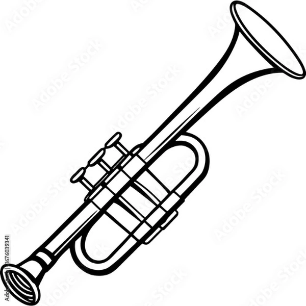 Obraz Trumpet Line Art Vector Illustration