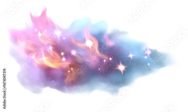 Fototapeta Dreamy Flame with Stars and Whimsical Elements Clipart Isolate on Transparent Background, cutout, png