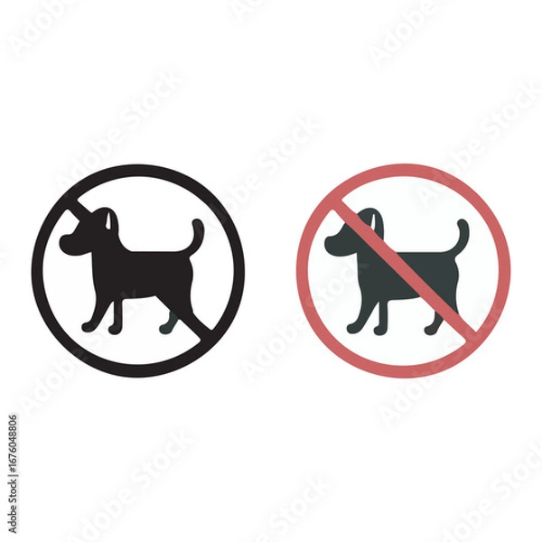 Obraz flat no dog sign isolated silhouette vector illustration on white background