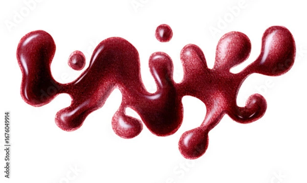 Fototapeta Red Wine Spill with Creative Typography Design Isolate on Transparent Background, cutout, png
