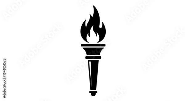 Fototapeta Black Silhouette of a Flaming Torch with a Classic Design.