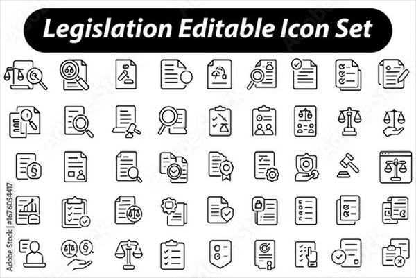Obraz Legislation Editable Icon Set – Vector Illustration