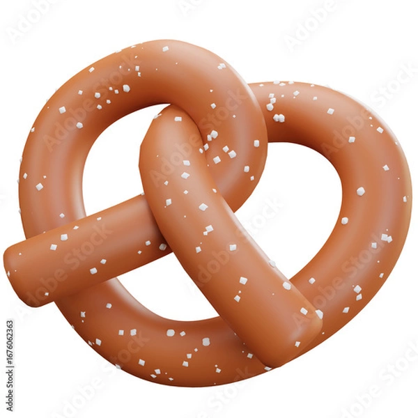 Fototapeta Pretzels, Set of tasty baked goods for breakfast. Realistic baguette bread and loaf - 3D render