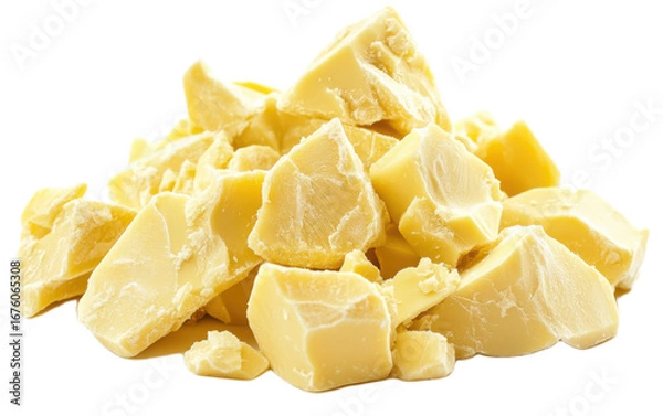 Fototapeta Cocoa butter chunks isolated on white background, png