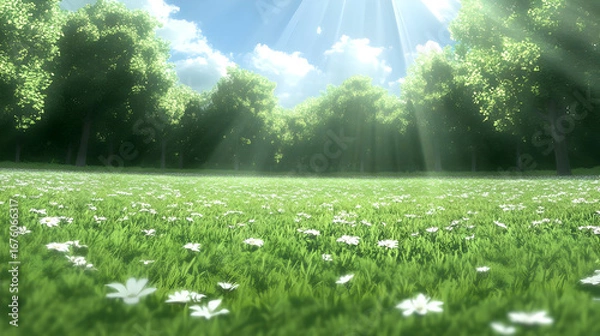 Obraz Sunlit Meadow 3D Render