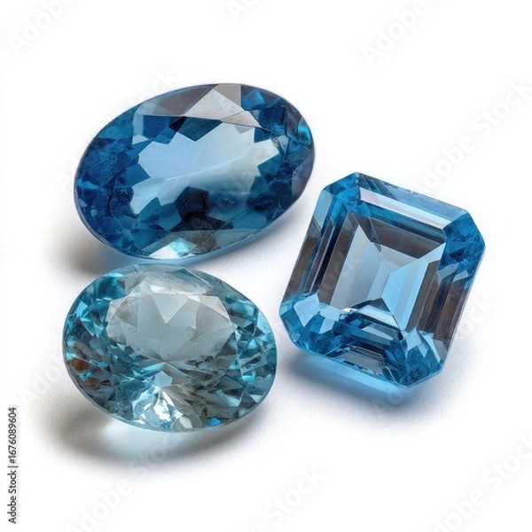 Fototapeta Three light blue gemstones