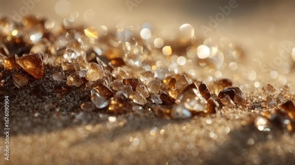 Fototapeta Crystal Grains of Sand Reflecting Light in Stunning Close-Up View