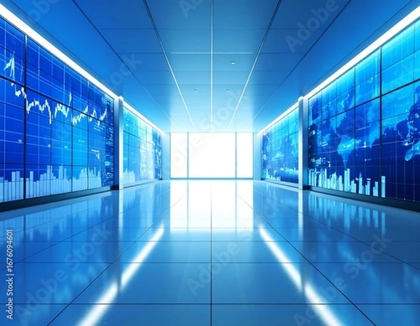 Obraz Modern tech corridor with screens