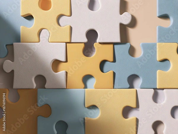 Obraz Interlocking puzzle pieces minimal abstract 