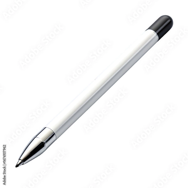 Fototapeta A sleek silver mechanical pencil with a black tip and textured grip isolated on transparent background