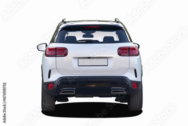 Fototapeta Passenger car on white background, back view