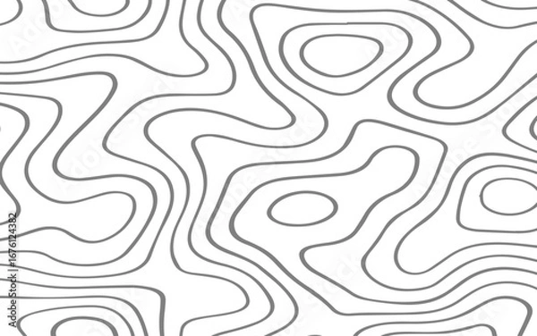 Fototapeta Abstract Black Topographic Contour Lines on a Minimal White Background Creating a Modern Geometric Map-Inspired Pattern.
