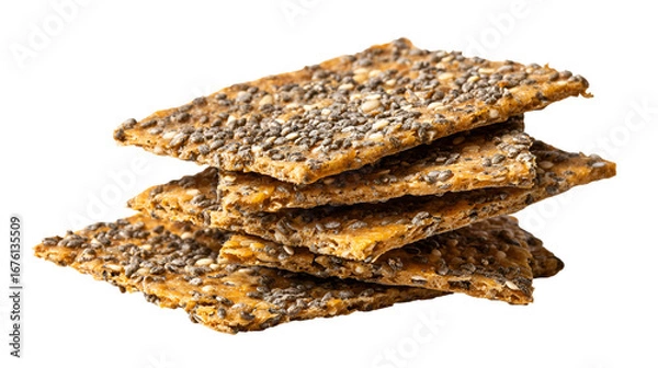 Obraz Stack of Seed-Covered Crackers Healthy Snack Food