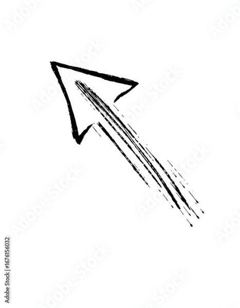 Obraz Marked arrow isolated on background. Arrow marker isolated png transparent. arrow mark hand drawn. Arrows icon. Arrow drawn with black marker on white background, collage style. isolated with white 