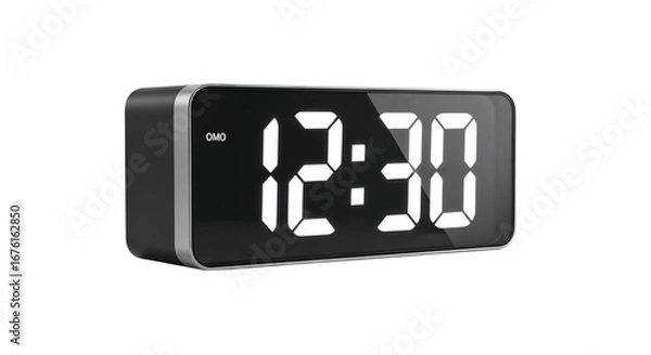 Fototapeta Digital clock displaying time 12:30 on a black background  