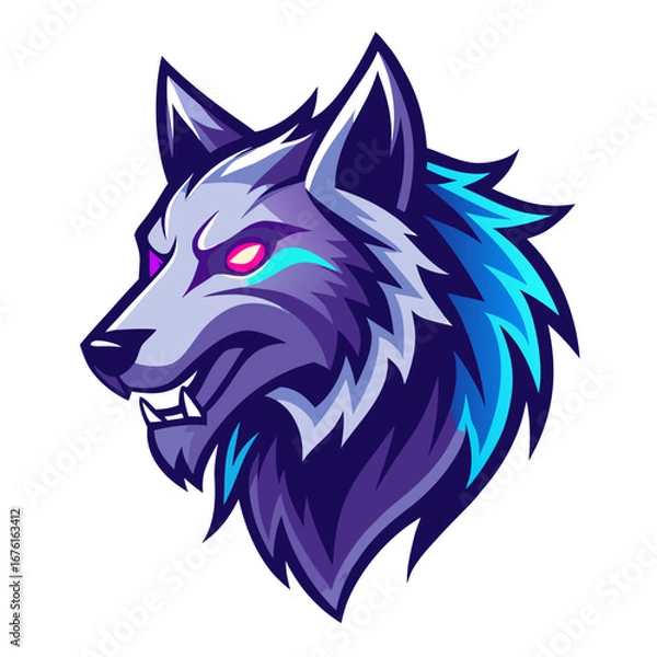 Obraz Gradient Howling Wolf with Sharp Fur Accents and Ethereal Glow