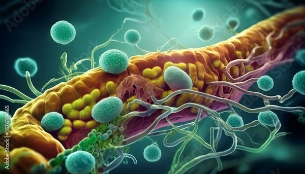 Fototapeta cholera bacteria representation showing the impact of vibrio cholerae on the digestive system