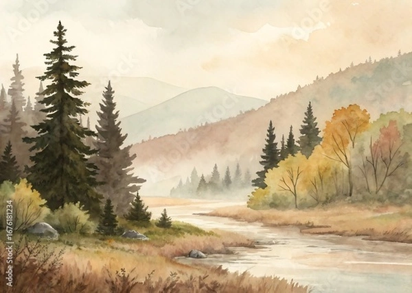 Obraz Abstract Watercolor in Soft Earth Tones Artwork