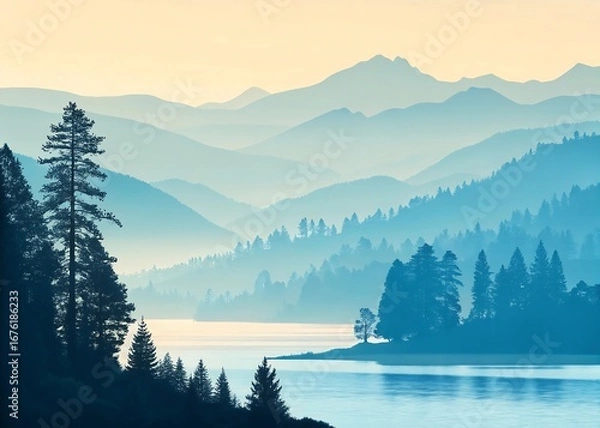 Fototapeta Soft Gradient from Beige to Sky Blue