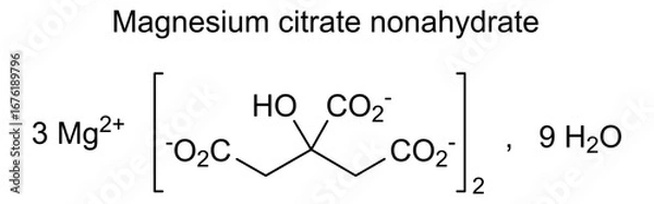 Fototapeta Chemical structure of magnesium citrate nonahydrate, drug substance