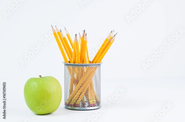 Obraz pencils and an apple for back to school