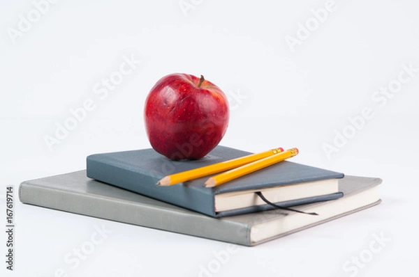 Obraz apple, books, and pencils for back to school