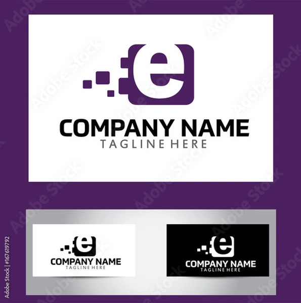 Fototapeta e Letter Logo Design Vector Business Card
