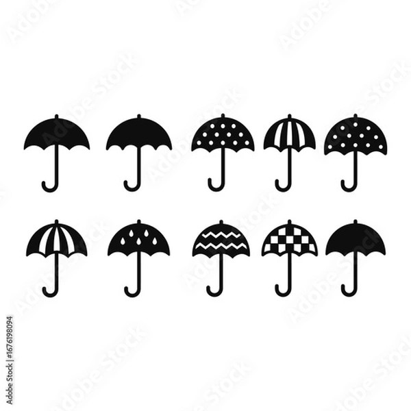 Fototapeta Patterned Umbrella Icons