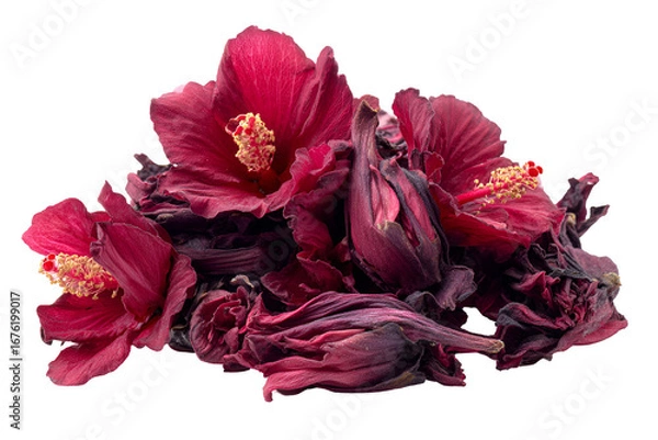 Obraz Dried Hibiscus Flowers Dark Red Herbal Tea