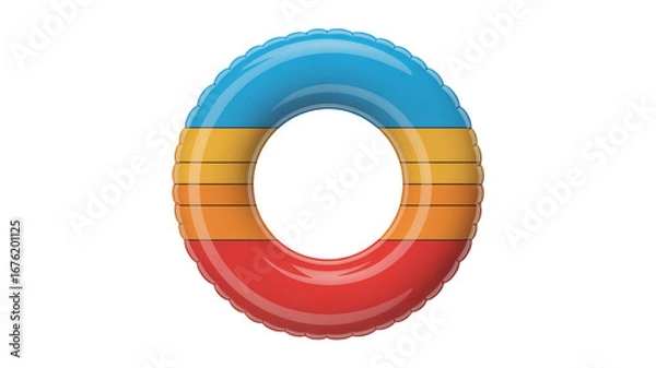 Fototapeta Colorful inflatable pool float ready for summer fun and relaxation by the water