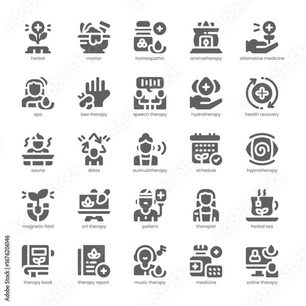 Fototapeta Alternative Medicine Icon pack for your website, mobile, presentation, and logo design. Alternative Medicine Icon solid design. Vector graphics illustration and editable stroke.