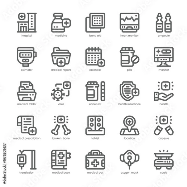 Obraz Hospital Icon pack for your website, mobile, presentation, and logo design. Hospital Icon outline design. Vector graphics illustration and editable stroke.