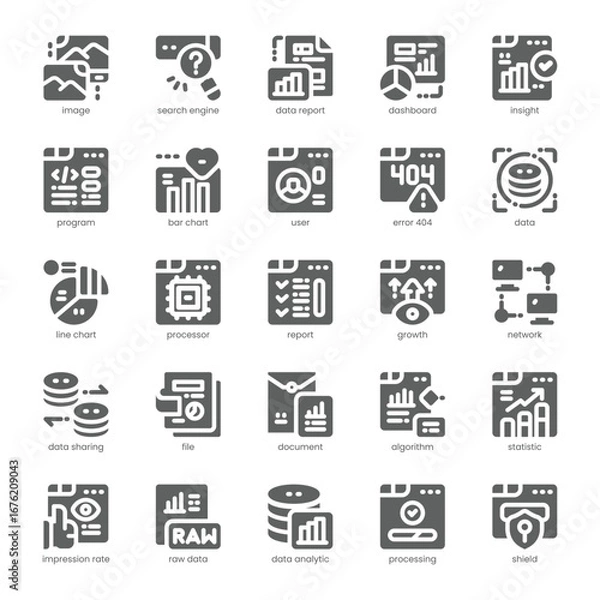 Fototapeta Website Analytic Icon pack for your website, mobile, presentation, and logo design. Website Analytic Icon solid design. Vector graphics illustration and editable stroke.