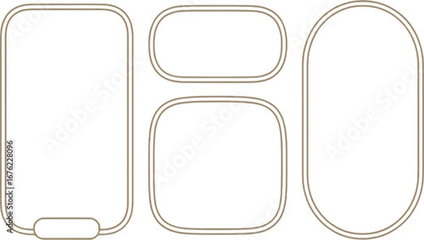Obraz Set of Four Rounded Rectangular Frames with Double Outline borders oval