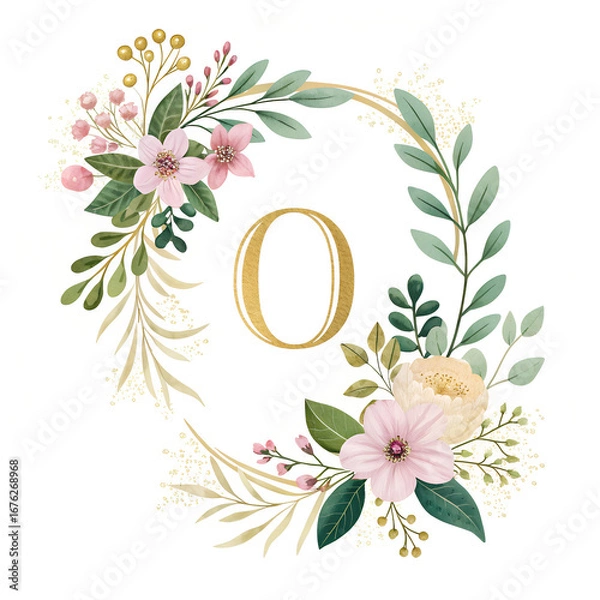 Obraz floral frame with flowers number 0 zero