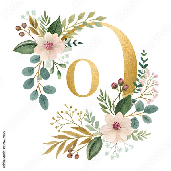 Obraz floral frame with flowers number 0 zero