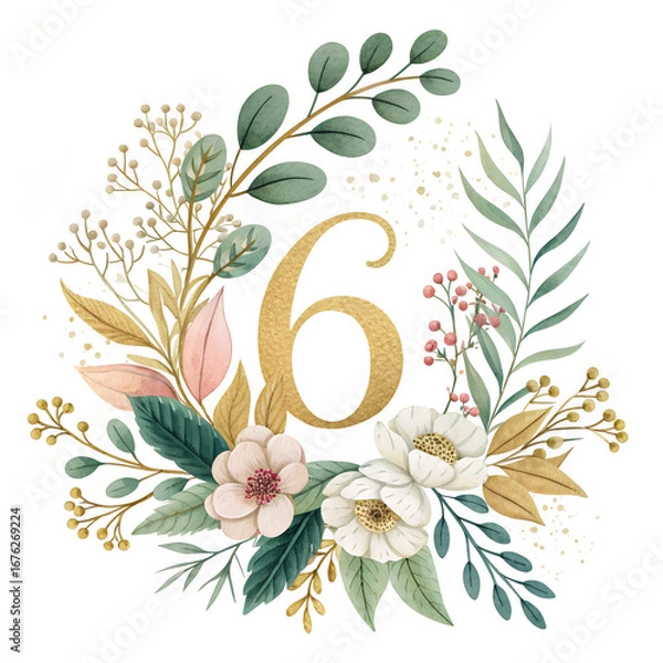 Obraz wreath of flowers number six 6 