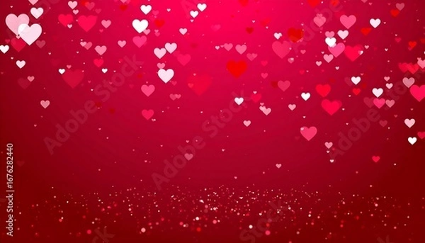 Fototapeta Animated hearts falling on a pink background